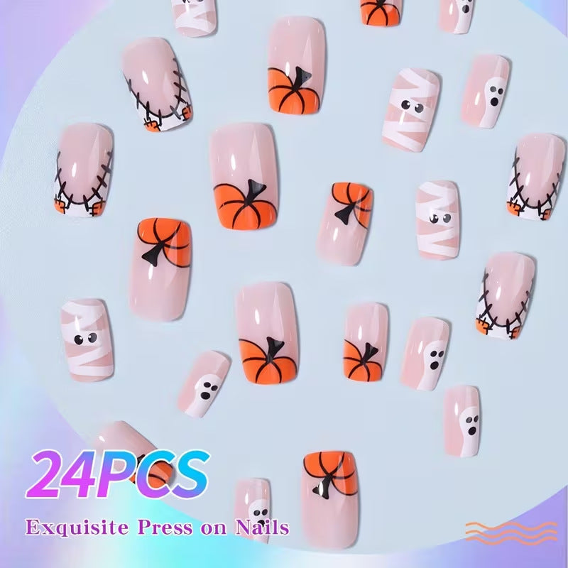 Festliches Halloween Press-On Nagelkunst Set Brehn