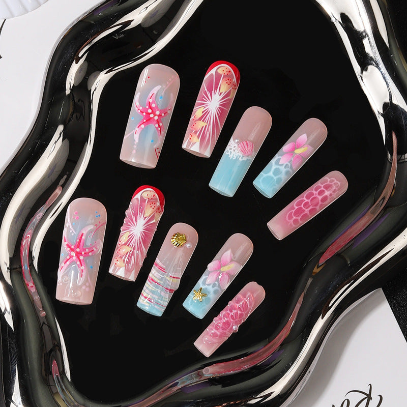 Tropisch vom Ozean inspiriertes Press-On Nagelset Brehn