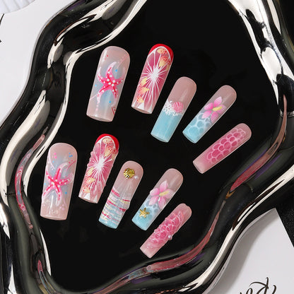Tropisch vom Ozean inspiriertes Press-On Nagelset Brehn