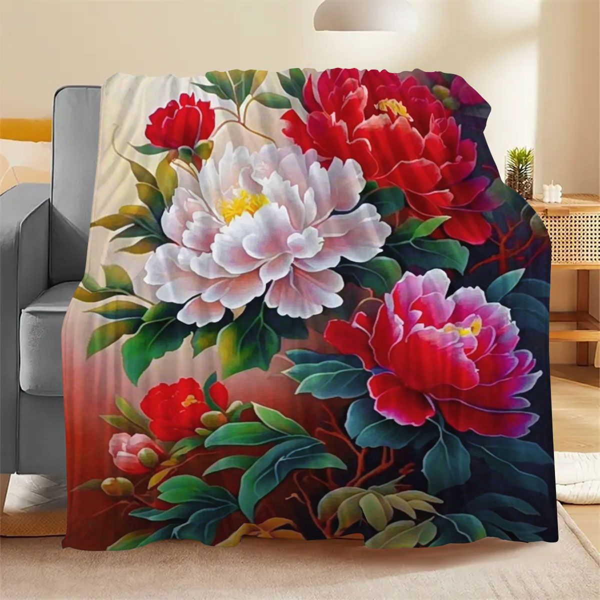 Blumenmuster-Wurfdecke
