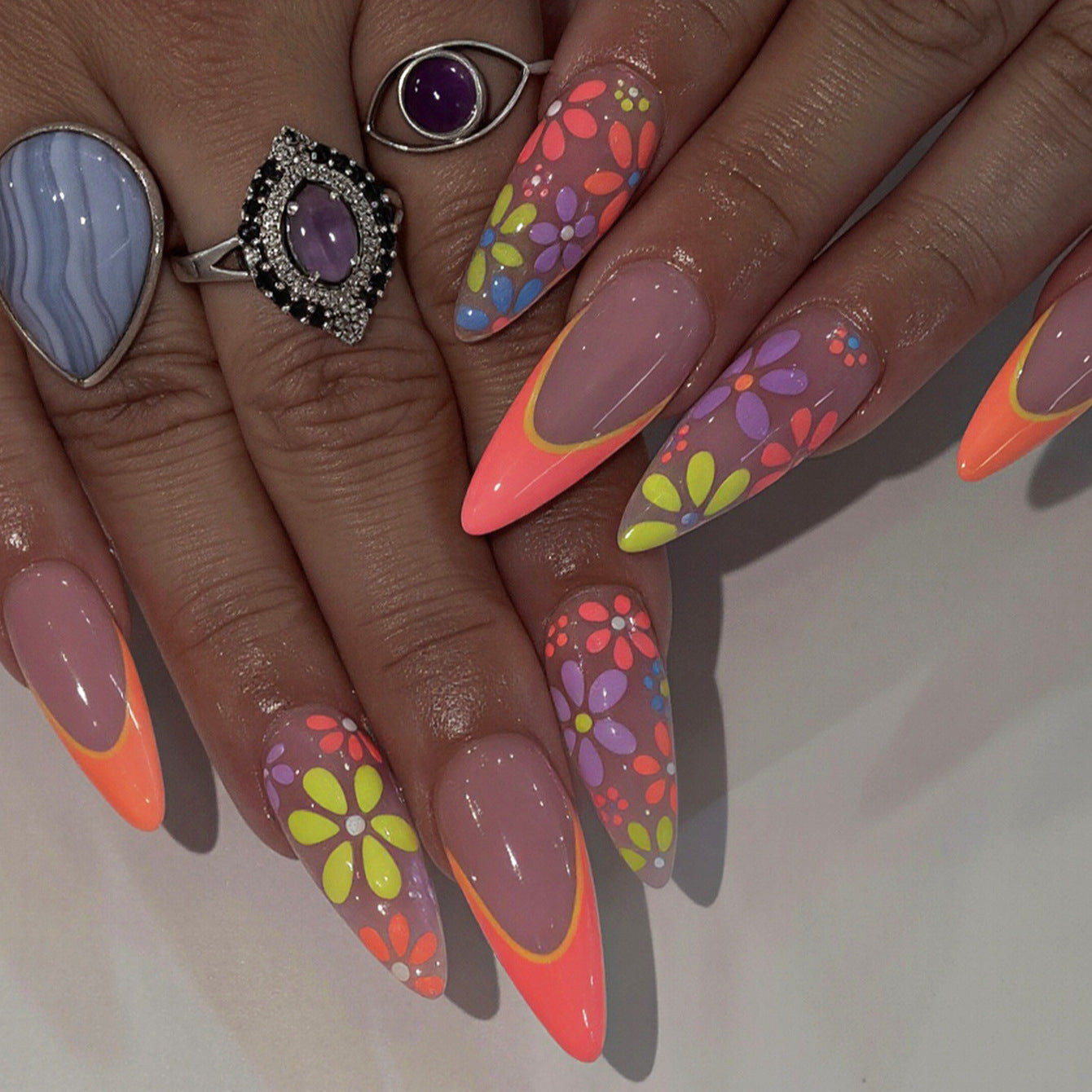 Blumen Design Gel Nagel Kunst Tipps Brehn