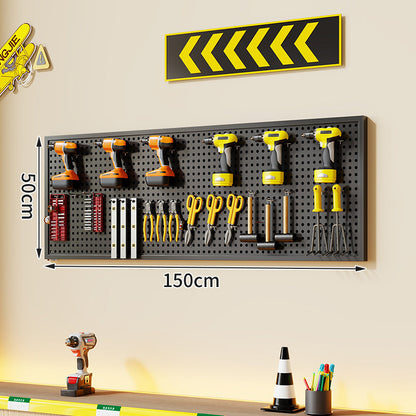 Wandmontierter perforierter Metallwerkzeug-Pegboard-Organizer mit Magnetstreifen und Mehrfachhaken