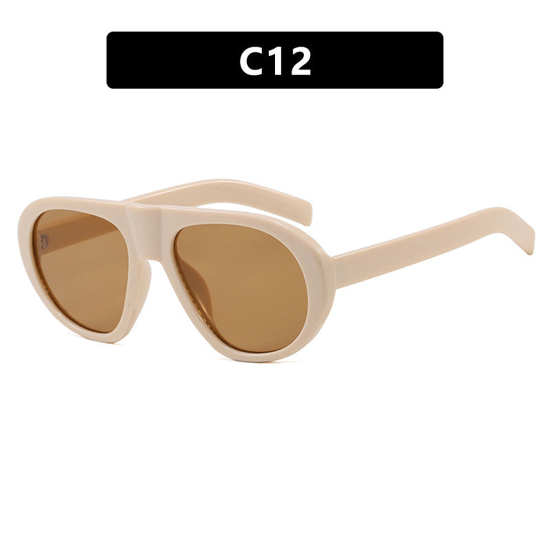Damen auffällige Sonnenbrille mit futuristischem Rahmen und robustem Design Brehn