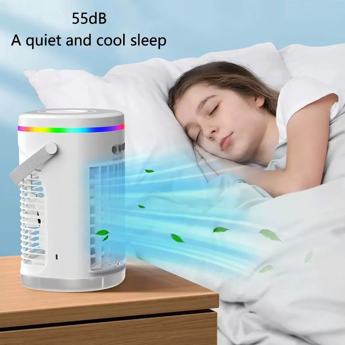 Unisex Einheitsgröße kompakt tragbarer evaporativer Luftkühler mit USB-Stromversorgung Fernbedienung LED-Stimmungslicht Brehn