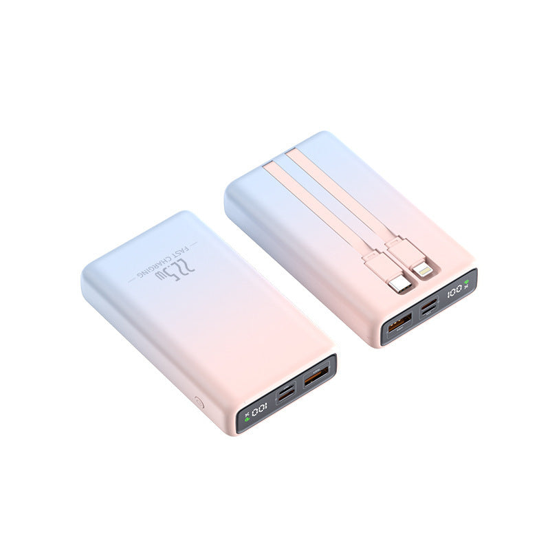 Tragbare Powerbank mit integriertem Ladekabel und digitaler Ladestandanzeige Brehn