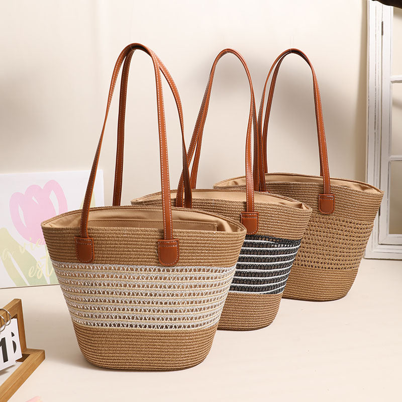 Elegante Bast-Tasche mit Lederakzenten Brehn