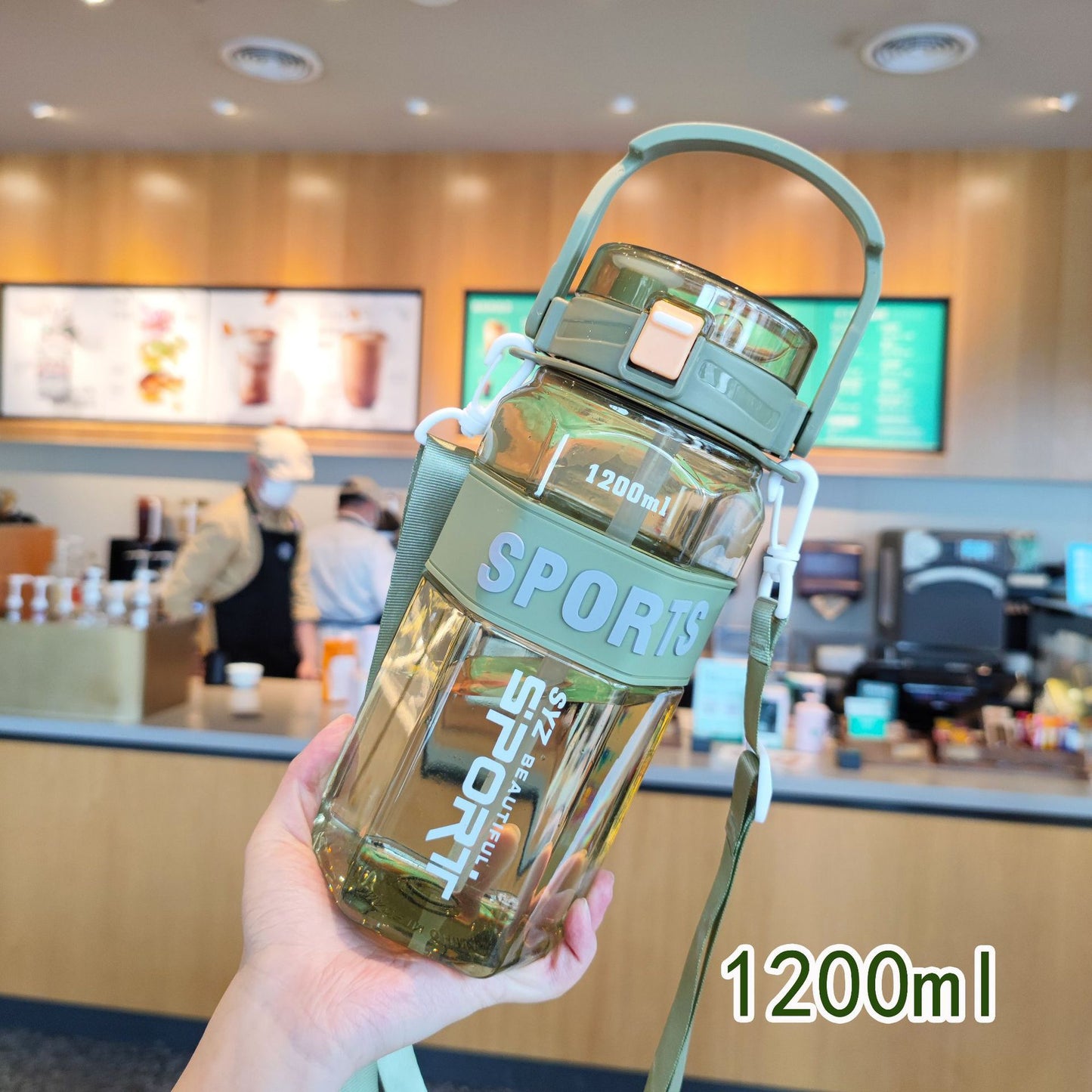 Damen Sportliche Wasserflasche mit praktischem Tragesystem Brehn
