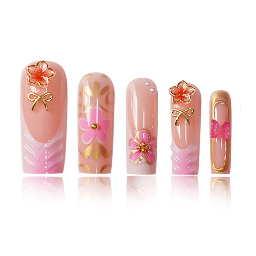 Künstlerisches 3D-Blumen-Press-On-Nagel-Set Brehn