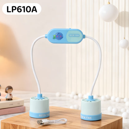Unisex nan tragbarer wiederaufladbarer Halsventilator mit zwei flexiblen Schwanenhälsen und leisem Motor Brehn