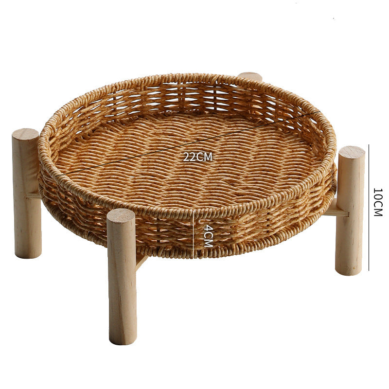 Unisex Runde Aufbewahrungsschale mit Holzbeinen Brehn
