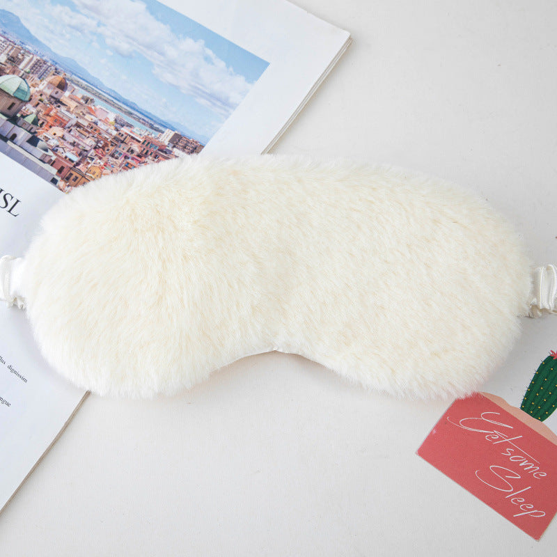 Damen nan flauschige ergonomische Augenmaske mit verstellbarem Satinband und weichem Kunstfellbezug Brehn