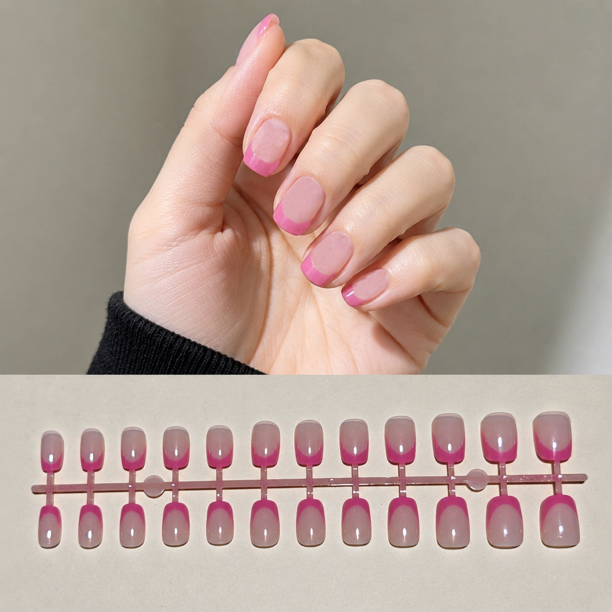 Chic Französisches Tip Press-On Nagelkunstset Brehn