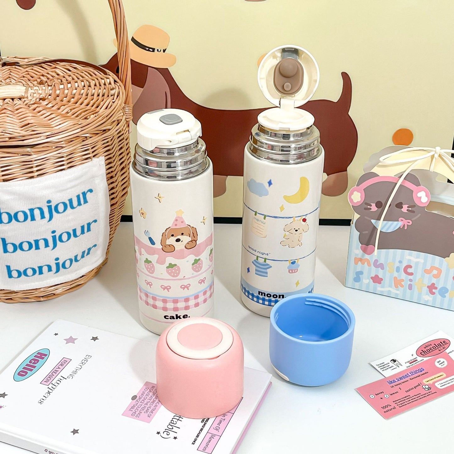 Damen Isolierte Trinkflasche mit niedlichem Motiv Brehn