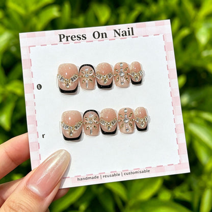 Anpassbare Glitter-Akzent Press-On Nägel