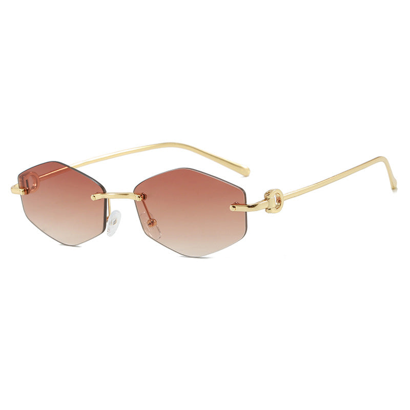 Damen modische Sonnenbrille mit hexagonalem Gestell und luxuriösen Akzenten Brehn