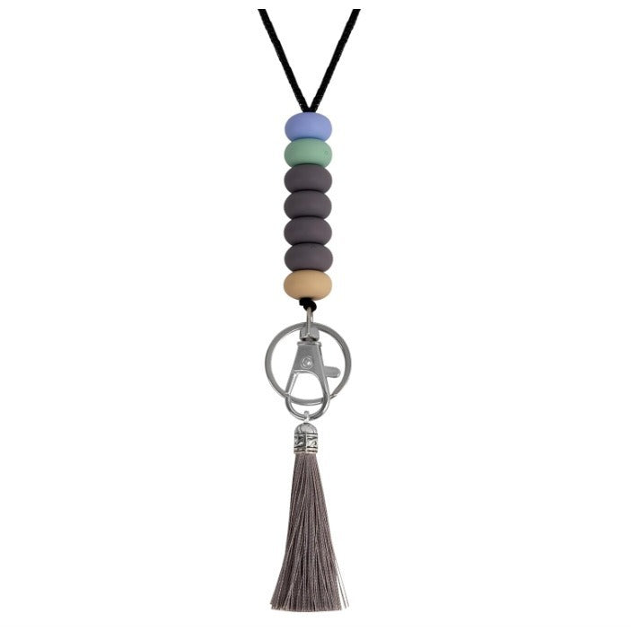 Bunter Perlen-Schlüsselanhänger Lanyard mit Quaste Brehn