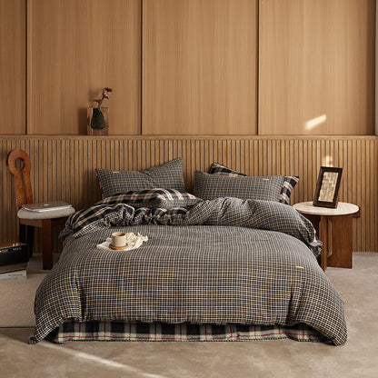 Wendedekbedovertrekset aus Baumwolle mit Plaid-Muster