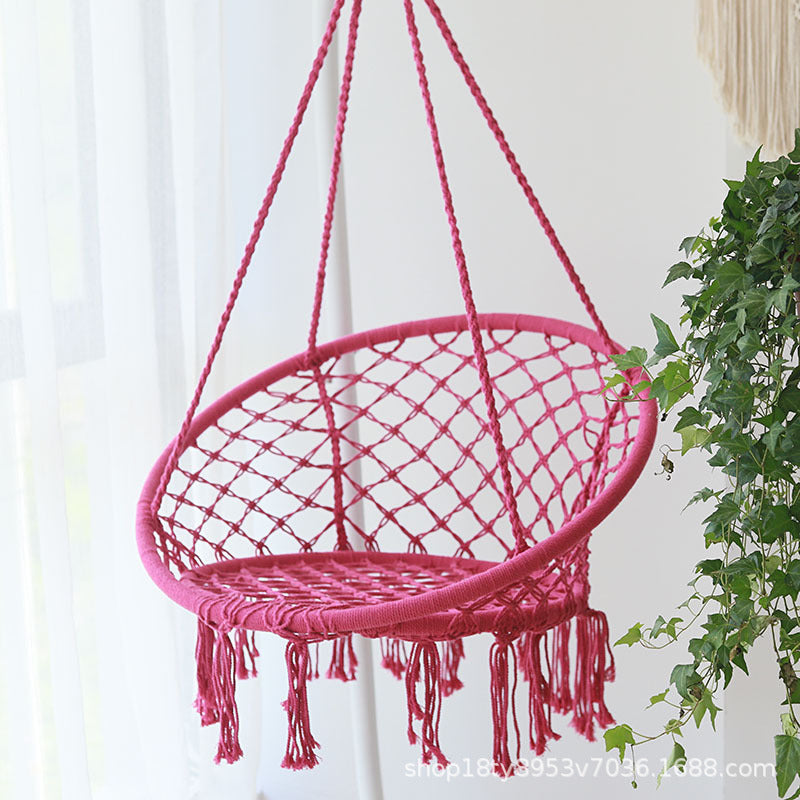 Macrame hängende Schwingstuhl boho gewebte Fransen Innen Außen Hängematte Sitz Brehn