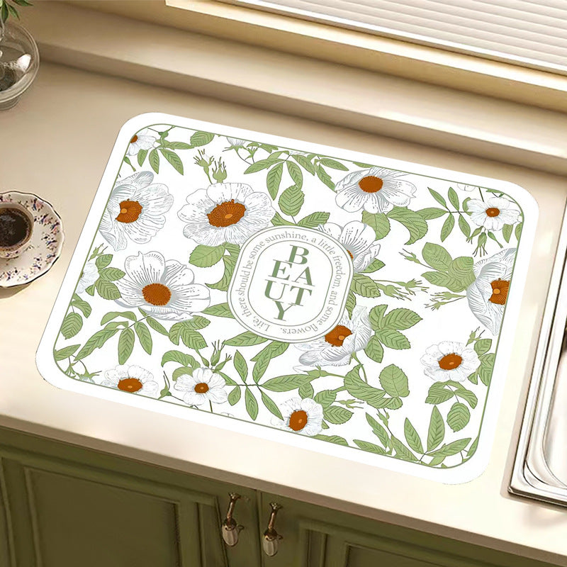 Vintage Floral Design Küchenmatte
