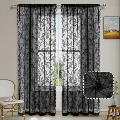 Elegante florale Spitzenfensterbehänge