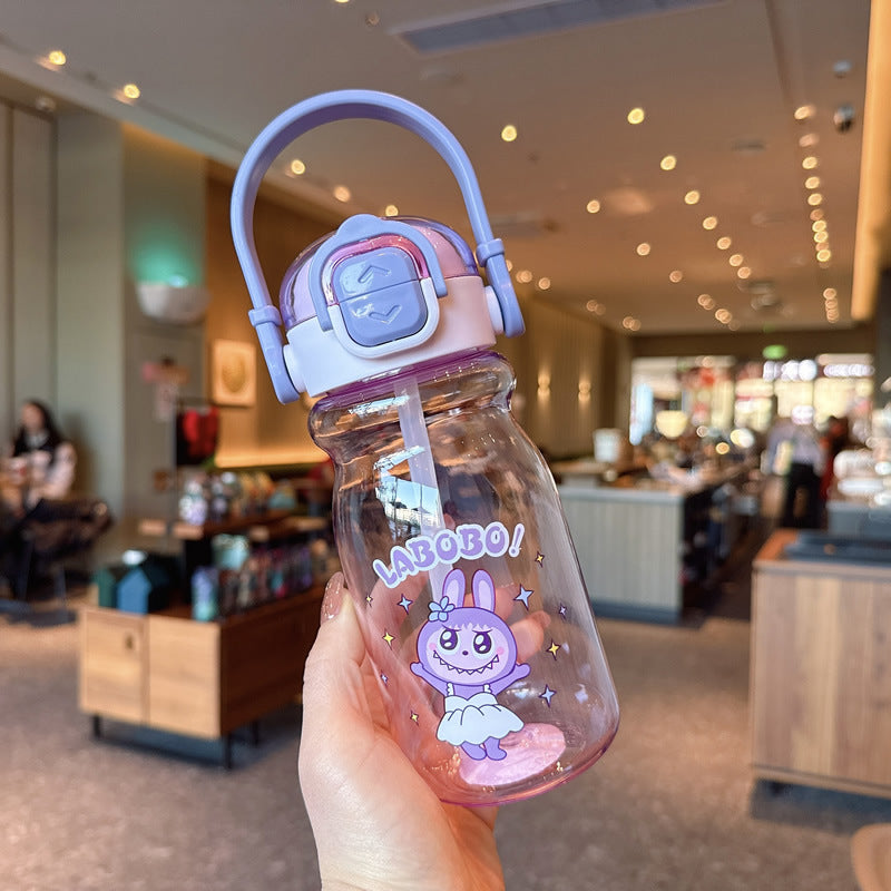 Damen Lustige Kunststoff-Trinkflasche mit integrierter Trinkhalmfunktion Brehn