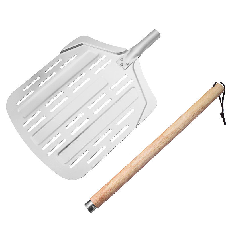 perforierte Aluminium-Pizza-Schaufel mit abnehmbarem Holzgriff Brehn
