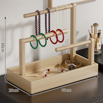 Holz Schmuck Organizer mit zwei Ebenen und Aufhängebügeln