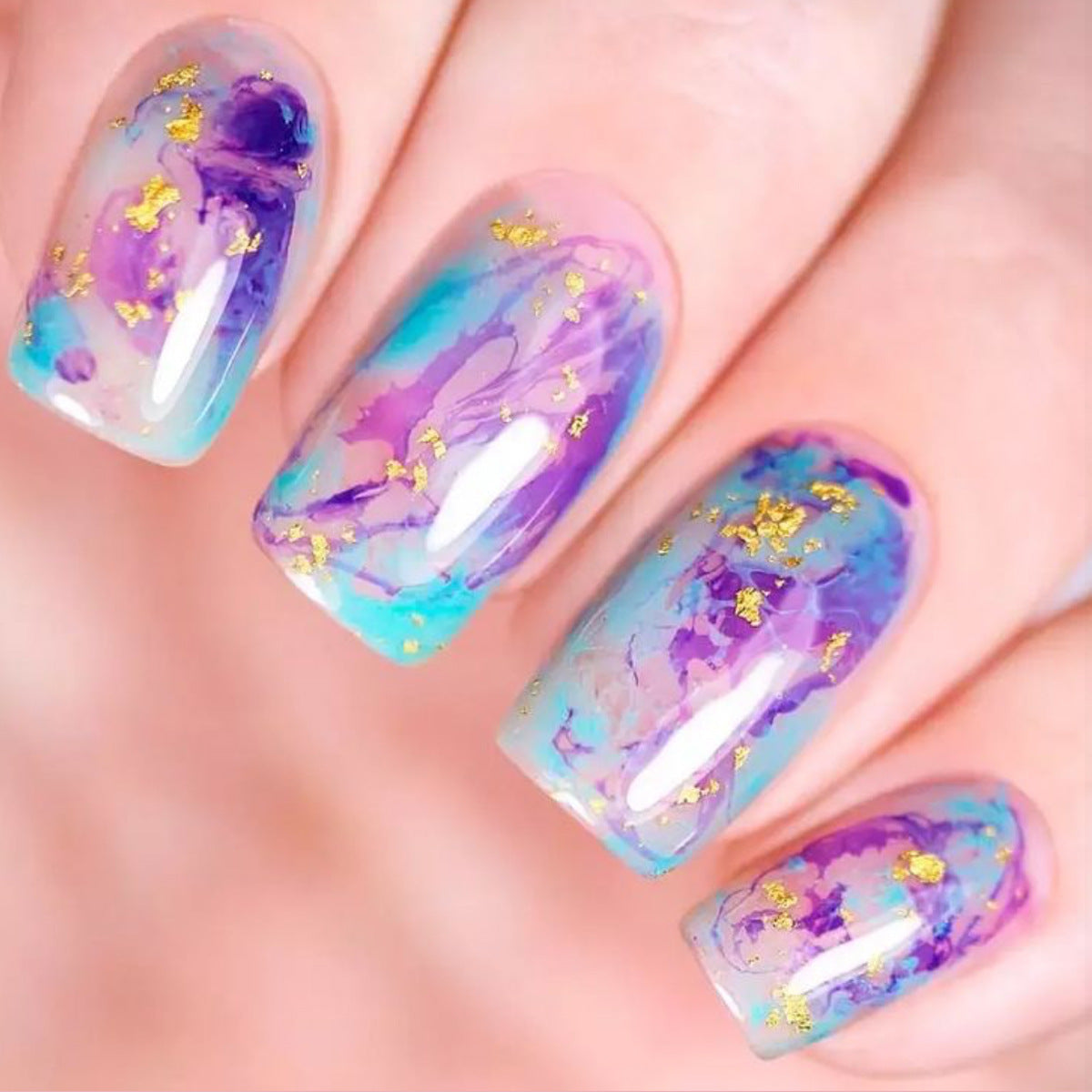 Künstlerische Marmor-Effekt Nagelkunst Verlängerungen Brehn