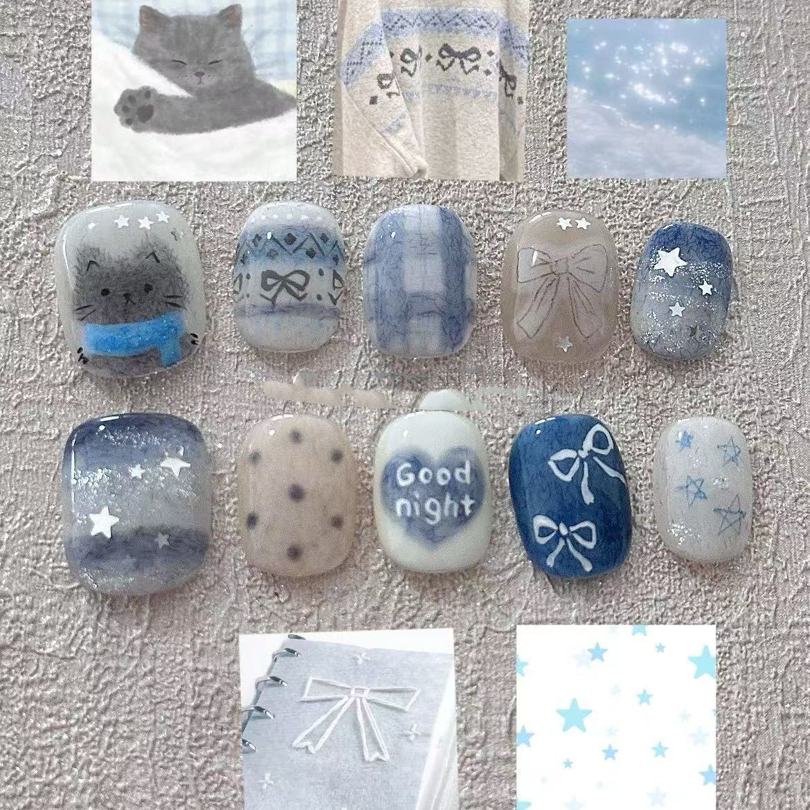 Künstlerisches Kaffee-inspiriertes Press-On Nagelkunst Set Brehn
