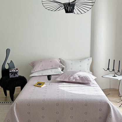 Gesteppte wendbare Mikrokontakt-Bettüberwurf-Set mit geprägtem Blumenmotiv