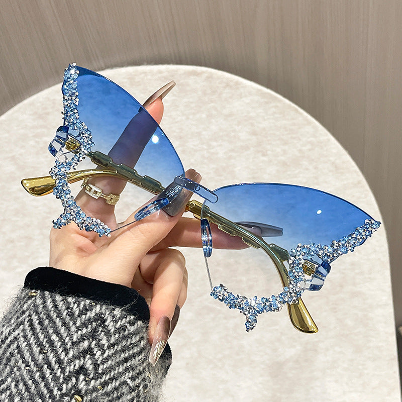 Damen extravagante Sonnenbrille mit Kristallverzierungen Brehn