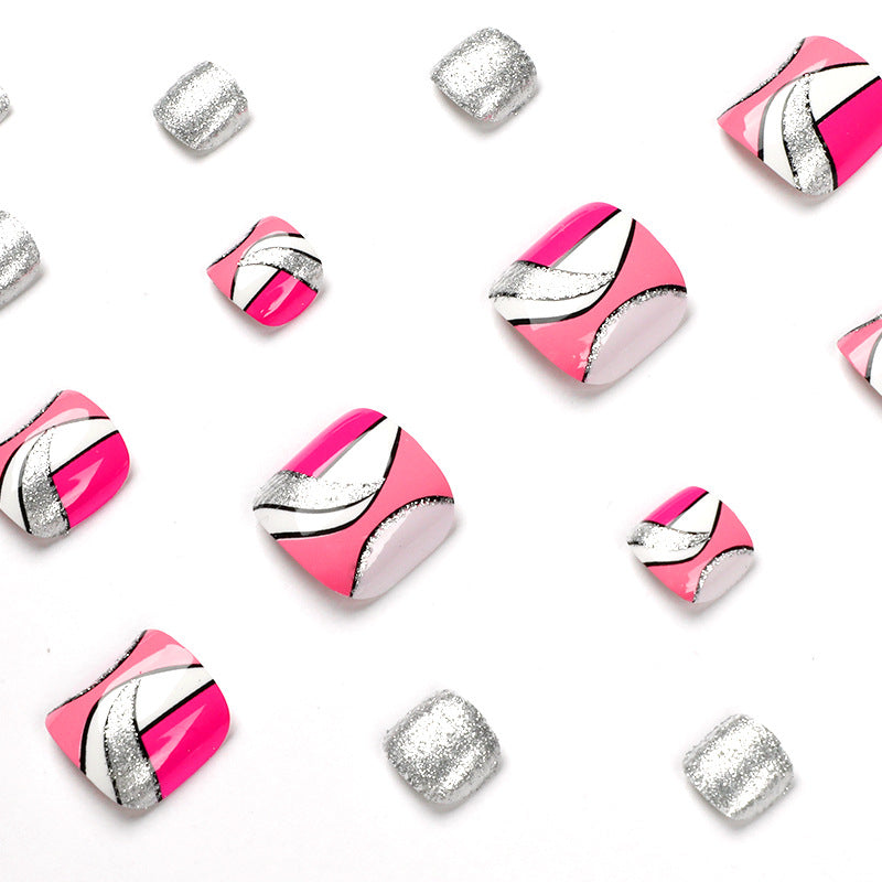 Kunstvolle Fußnagelkunst mit bunten geometrischen Designs Brehn