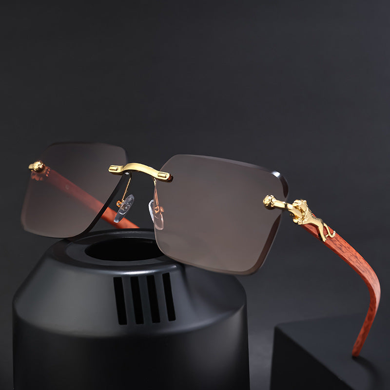 Damen Modische Quadratische Sonnenbrille mit eleganten Holzarmen Brehn
