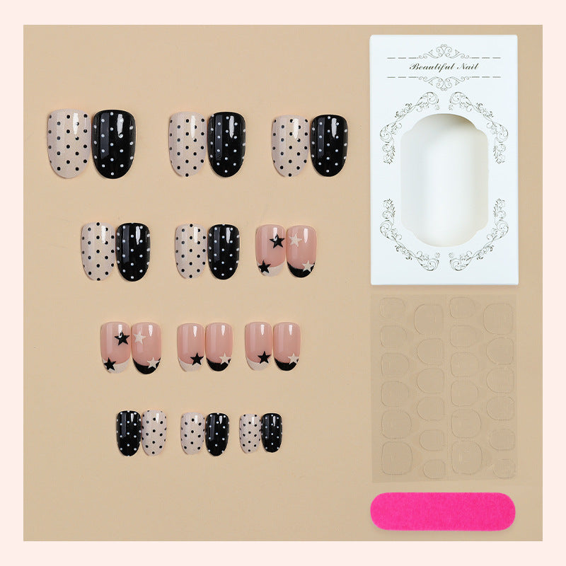 Chic Punkt- und Stern-Press-On-Nagelset Brehn