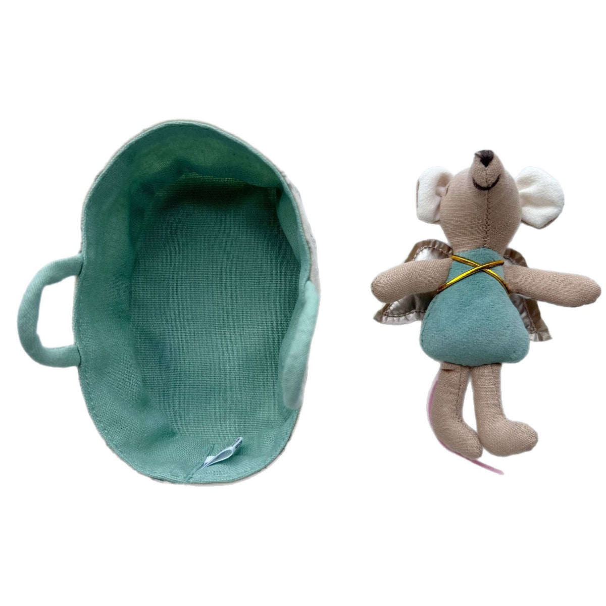 Mini-Stoffmaus-Puppe im tragbaren Leinen-Totenspielset