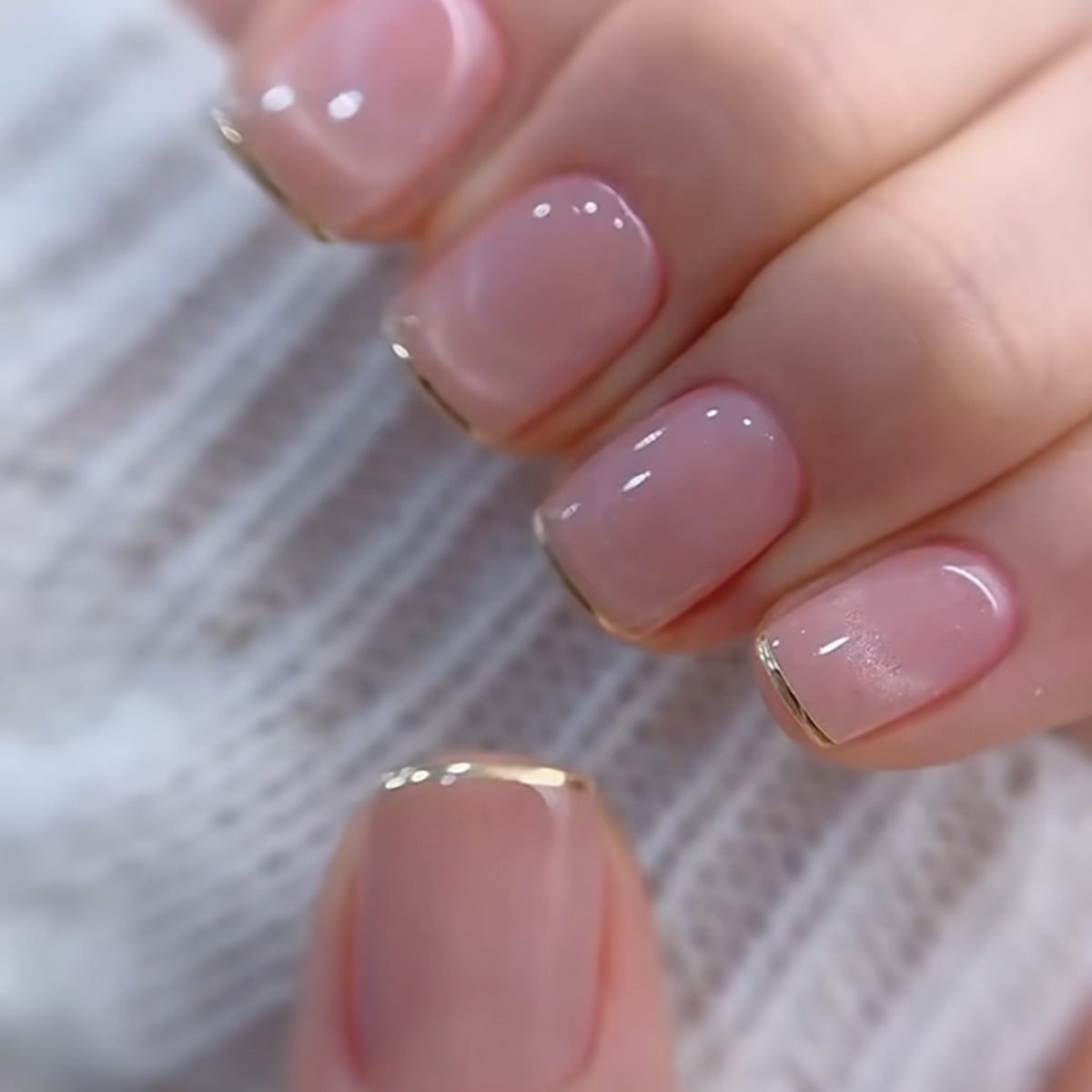 Elegante Glänzende Französische Spitze Nagelkunst Brehn