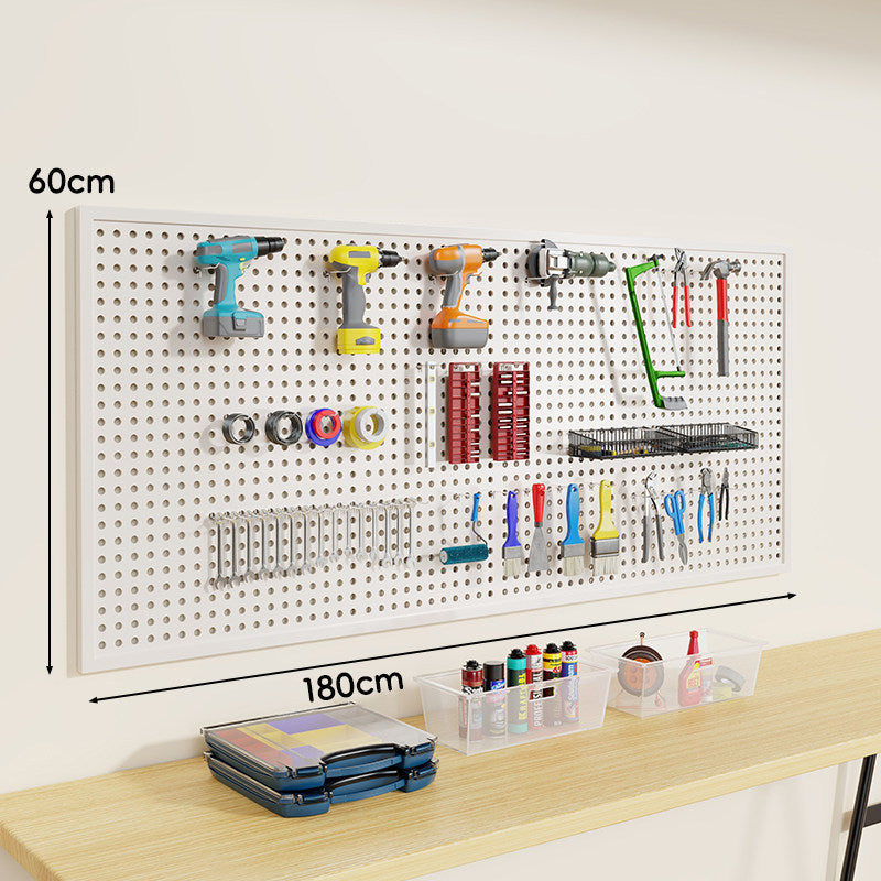 Wandmontierter Lochblech-Werkzeug-Pegboard-Organizer mit modularen Haken und Drahtkörben
