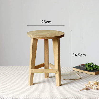 Rustikaler Hocker aus Massivholz Brehn