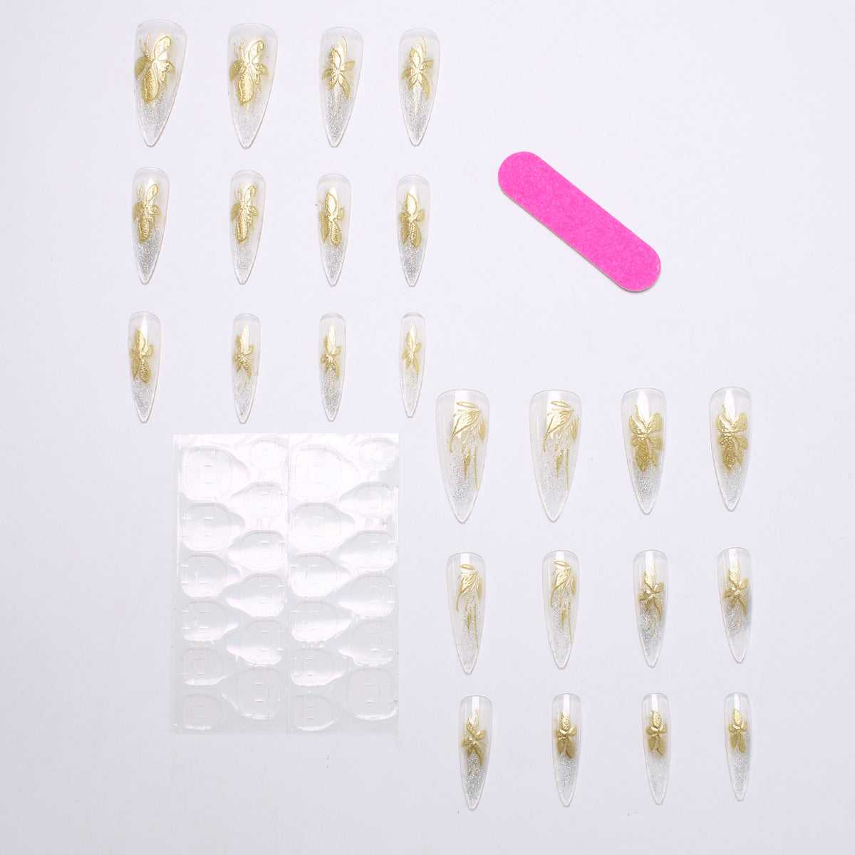 Blumeninspiriertes Press-On Nail Set Brehn