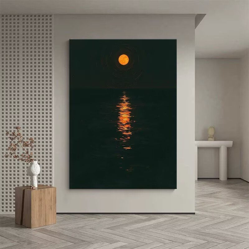 Gerahmte Mondlicht Wasserreflexion Kunst