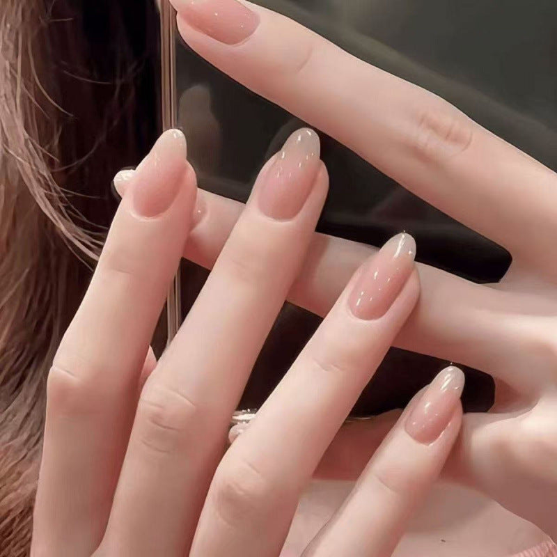 Natürliche glänzende mandelförmige Press-On-Nagelspitzen Brehn