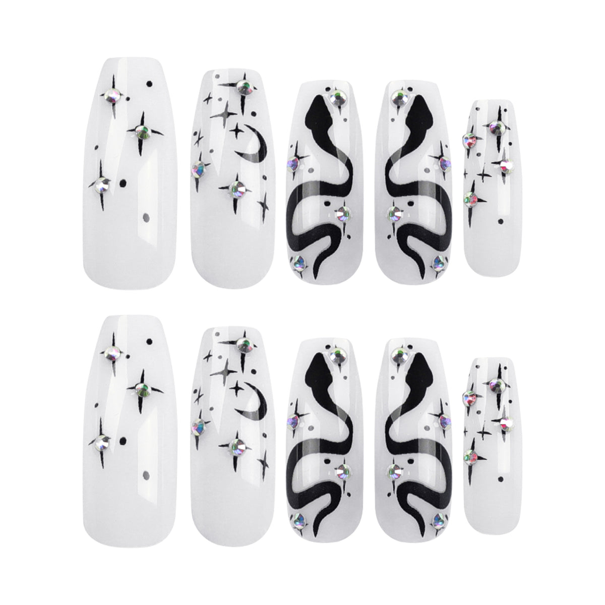 Kunstvolle Gel-Nägel mit elegantem 3D-Motiv und Glitzerakzenten Brehn