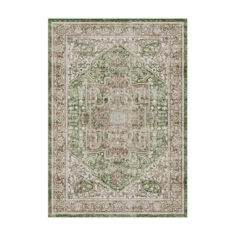 Vintage Distressed Persian-Style Machine-Woven Low-Pile Area Rug