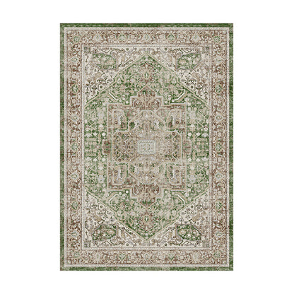 Vintage Distressed Persian-Style Machine-Woven Low-Pile Area Rug