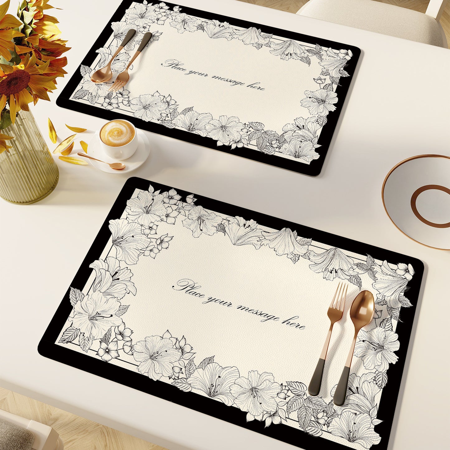 Elegante Blumenmuster Tischsets Brehn