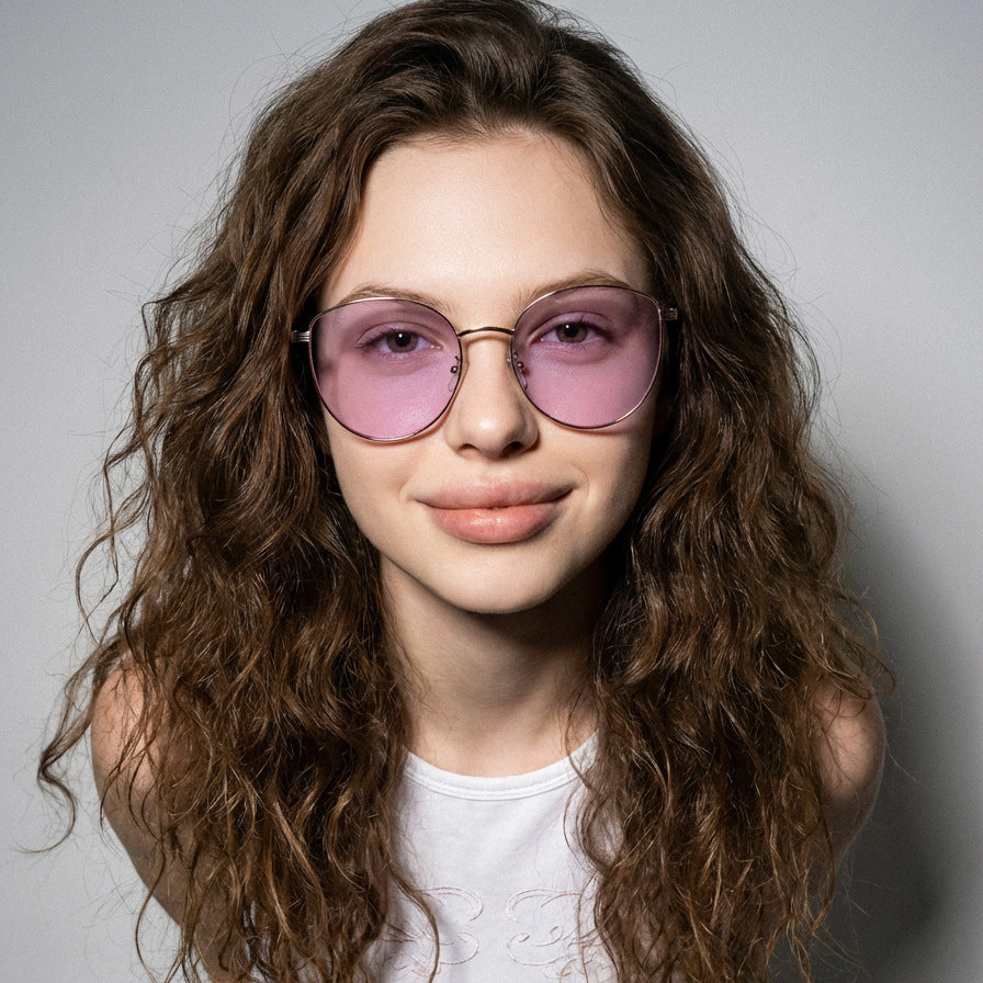 Damen geometrische Sonnenbrille mit schmalem Metallrahmen Brehn