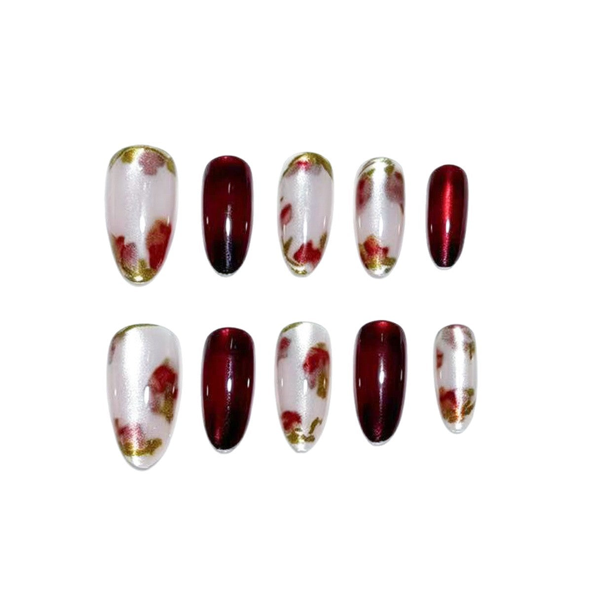 Premium Decorative Floral Press-On Nail Art Brehn