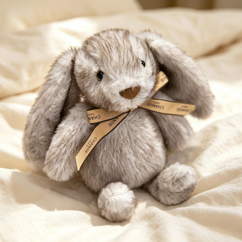 Squat Plush Bunny Cuddle Doll mit langen hängenden Ohren, gewichtetem Boden und Grosgrain-Band Brehn