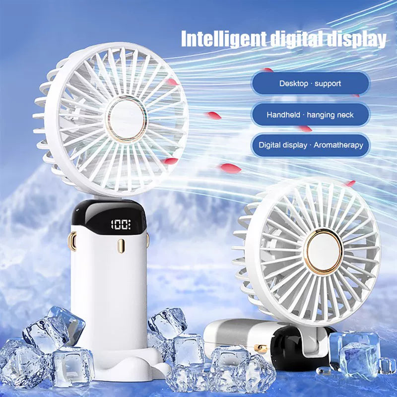 Unisex Einheitsgröße faltbarer wiederaufladbarer Handventilator mit LED-Batteriestatusanzeige und abnehmbarer Ladestation Brehn