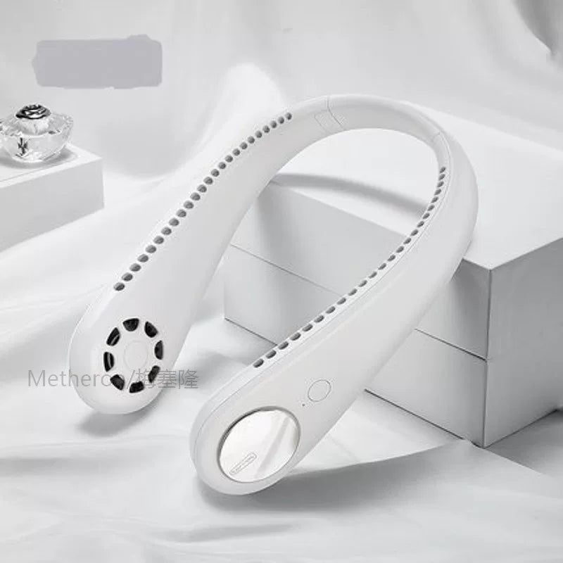 Damen Einheitsgröße tragbarer blätterloser wiederaufladbarer freihändiger Nackenventilator mit flüsterleisen bürstenlosen Motoren und einstellbarem Luftstrom Brehn